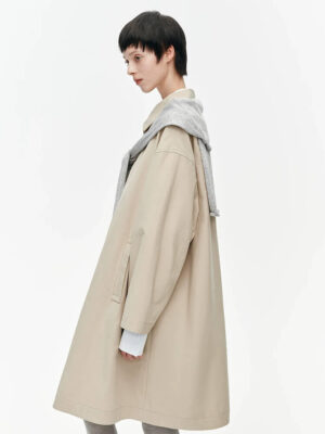 Mid‑Length Oversized Cotton Blend Trench Coat