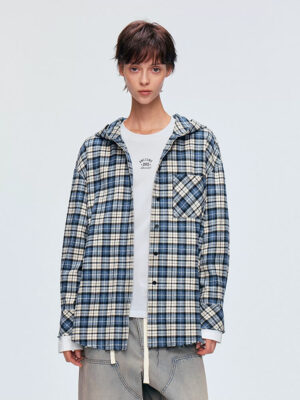Street‑Style Hooded Check Plaid Shirt